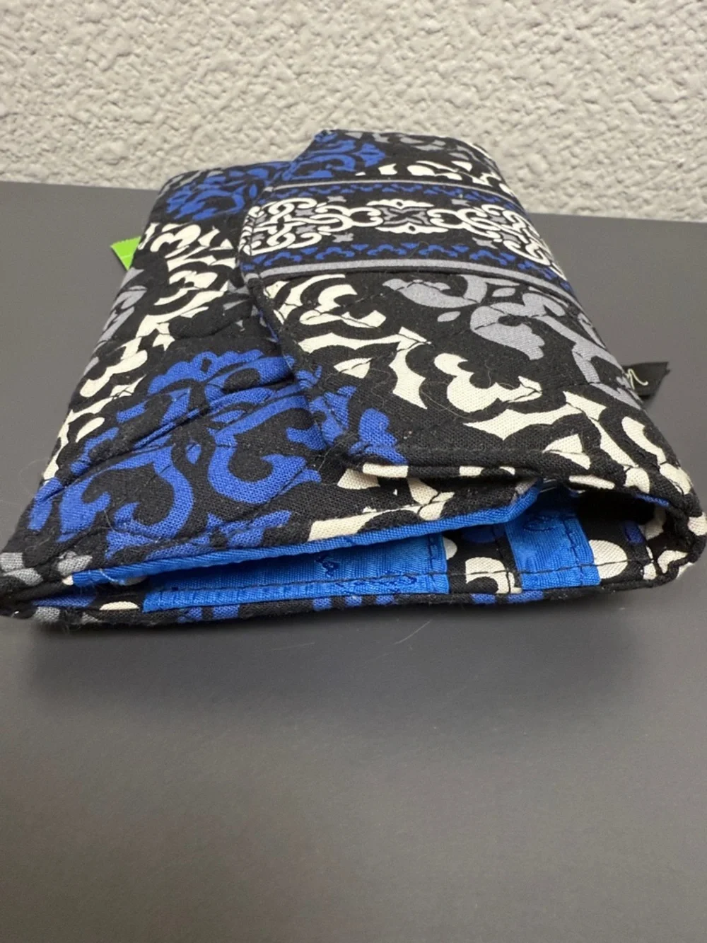 Vera Bradley Blue & Black Canterberry Cobalt Patterned Quilted Crossbody Clutch